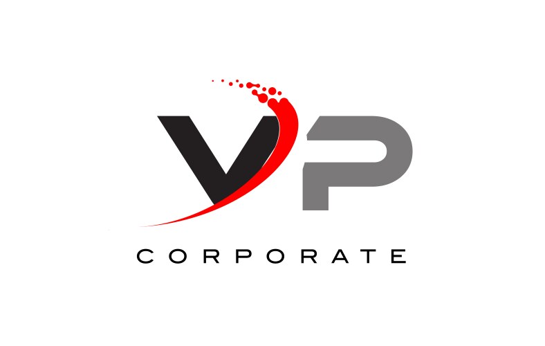 Vp modern letter logo design with swoosh Vector Image