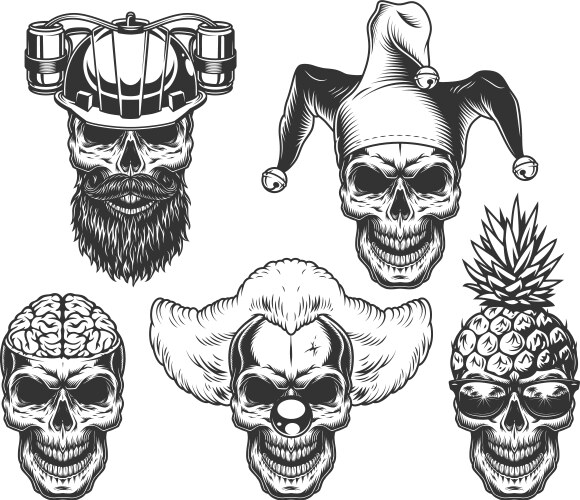 Skull Headwear Collection Vector Image