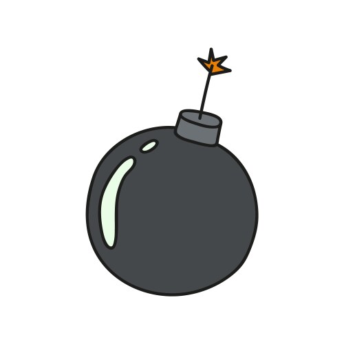 doodle style bomb icon vector image