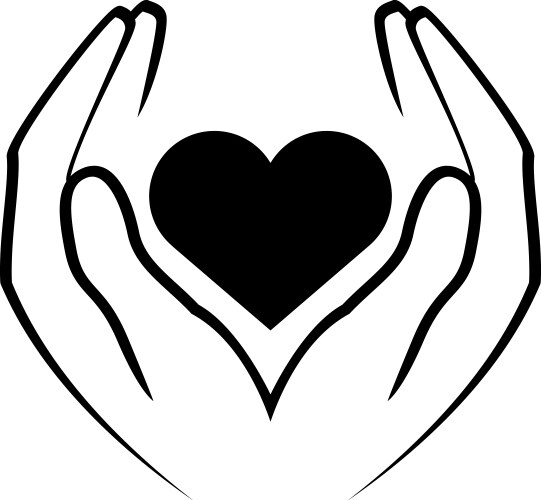 icon - hands holding heart vector image