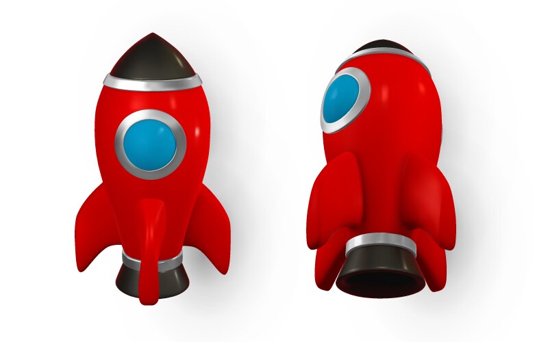 3d rocket spaceship render and draw by mesh vector image