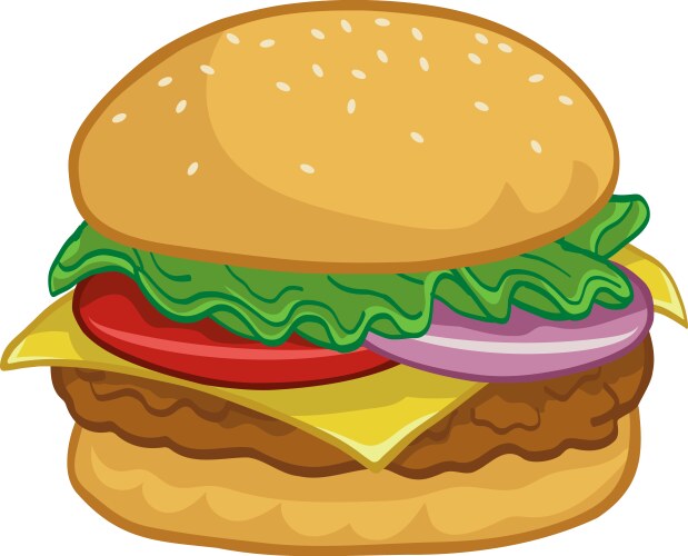 Cheeseburger Cartoon Drawing Vector Image