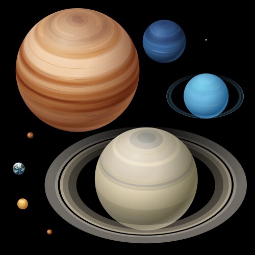 Solar system planets on black background isolated Vector Image