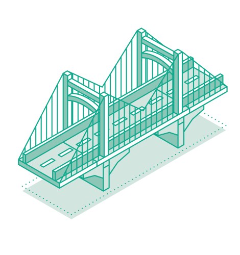 isometric outline bridge road icon urban vector image