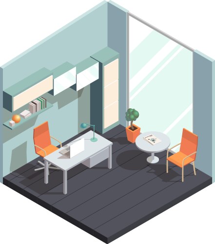 Isometric office interior vector image