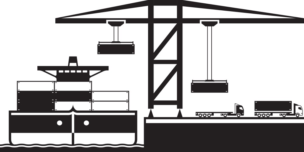 Sea port cargo terminal vector image