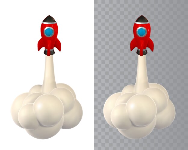 3d rocket spaceship render and draw by mesh vector image