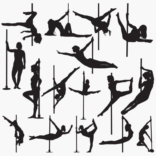 Pole dancer silhouettes vector image