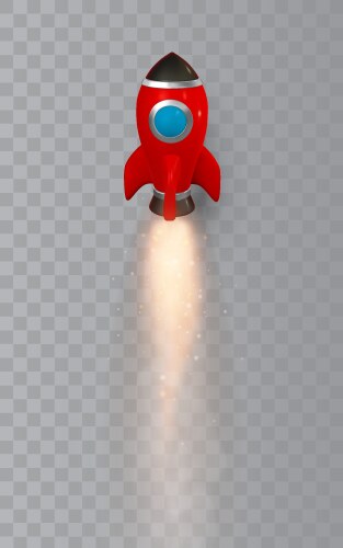 3d rocket spaceship render and draw by mesh vector image