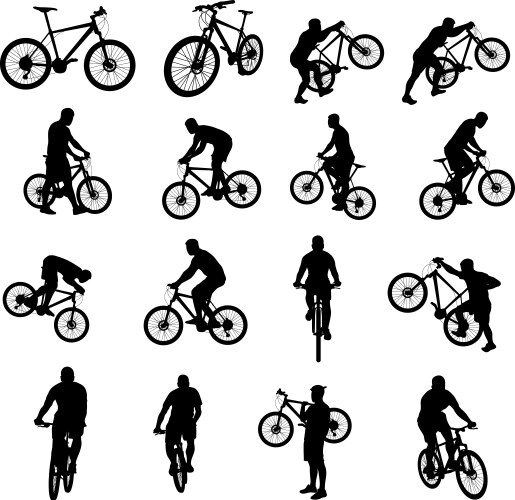 Black Bicycle Silhouettes Set Vector Image