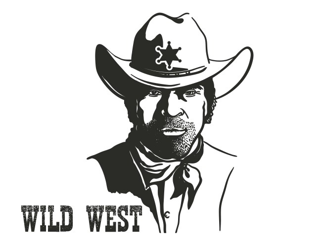 Sheriff Portrait - Cowboy Style Vector Image