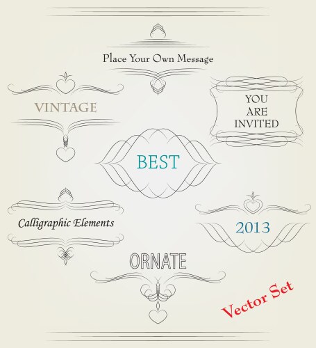 Set calligraphic design elements Royalty Free Vector Image