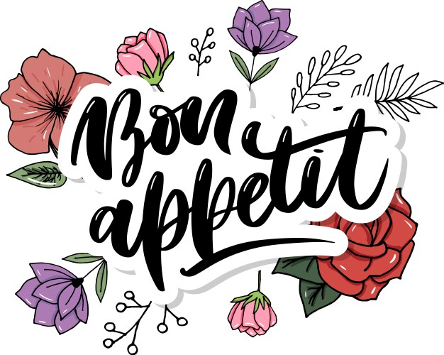 bon appetit hand drawn lettering vector image