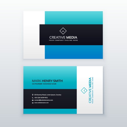 Blue Business Card Template Vector Image