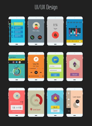 Flat ui or ux mobile apps kit Royalty Free Vector Image