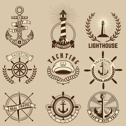 Nautical labels set vector image