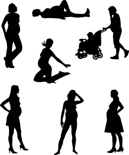 Silhouettes of pregnant women-1 Vector Image