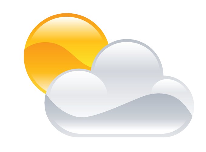 Sun hiding at blue cloud partly cloudy weather Vector Image