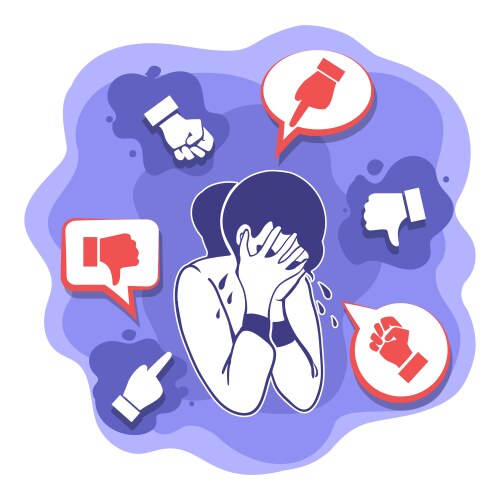 cyberbullying woman attack vector image