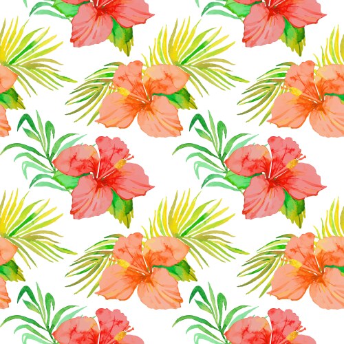 Tropical pattern hibiscus monstera leaf palm Vector Image