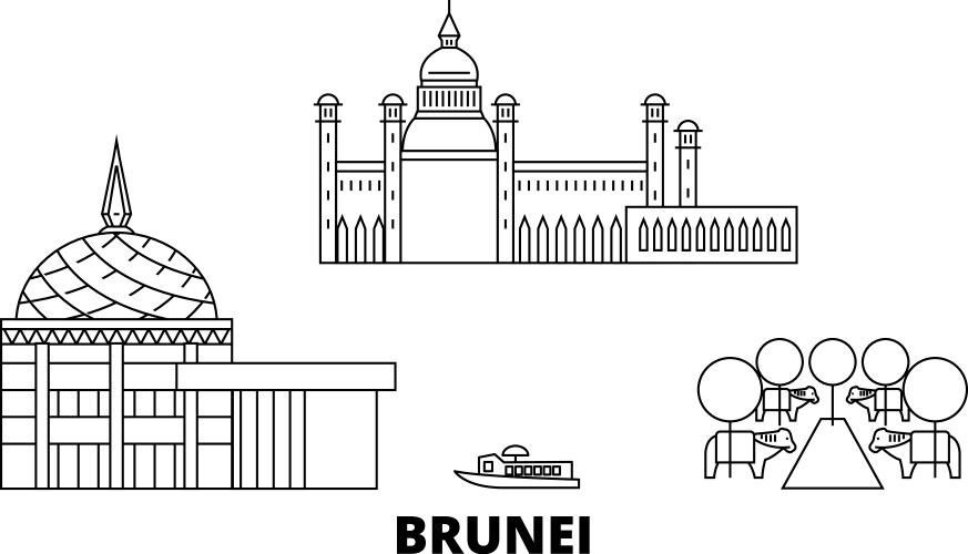 Brunei Skyline Travel Set Vector Image