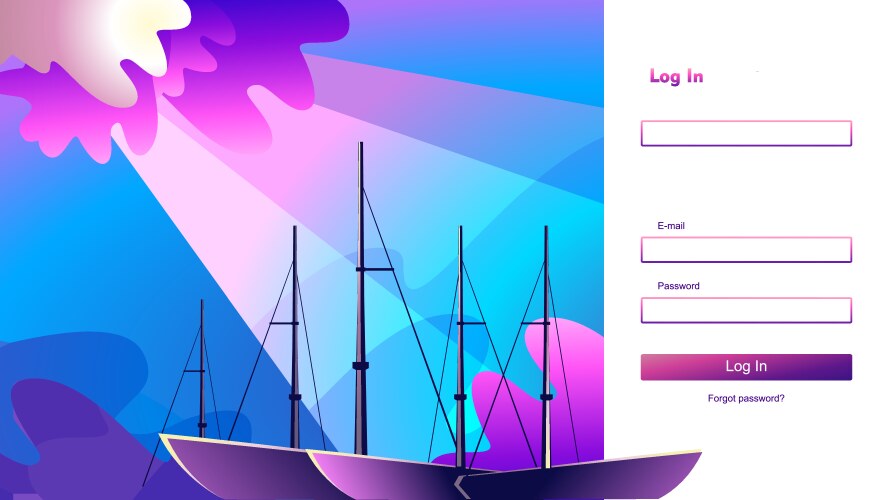 Login form abstract sea landscape website vector image