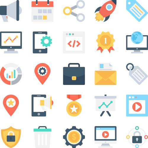 Seo and marketing icons 3 Vector Image