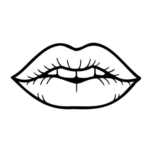 Line Art Lips Sketch Vector Image