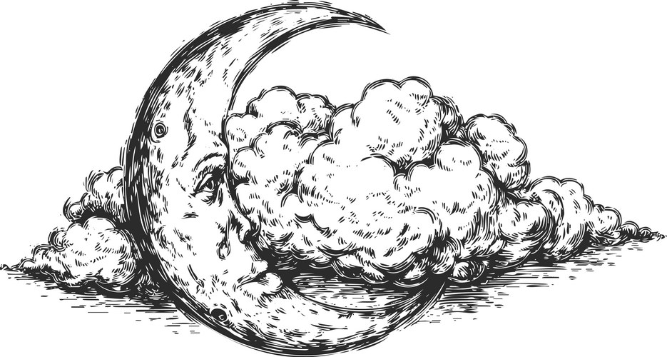 Anthropomorphic Crescent Moon Vector Image