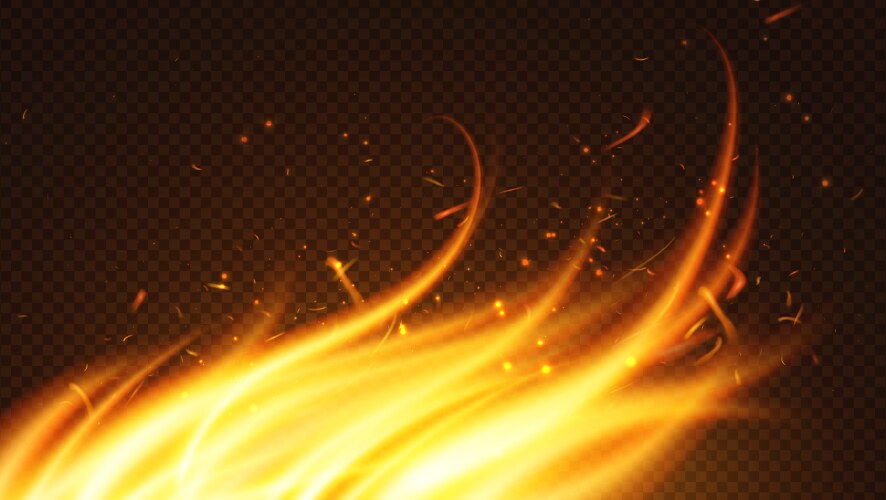 Fire wings on dark background Royalty Free Vector Image