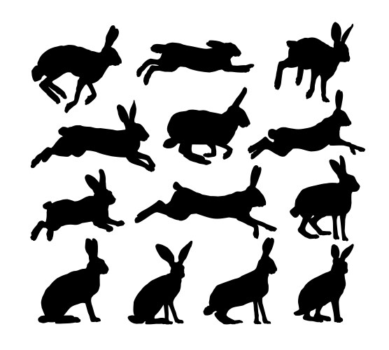 Set silhouettes of hares Vector Image