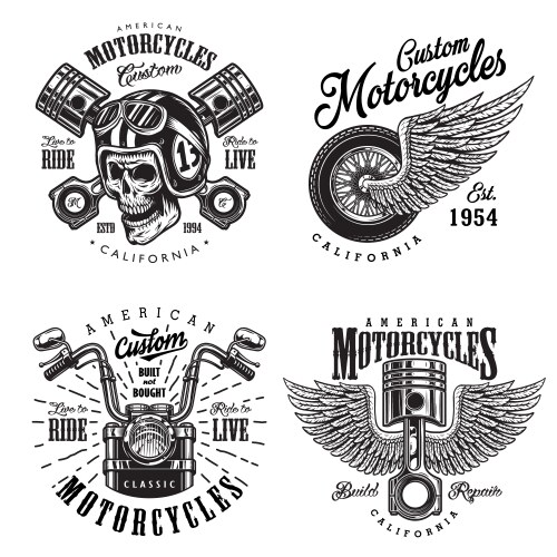 Vintage Motorcycle Emblems & Logos Vector Image