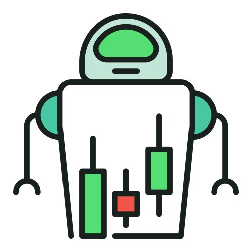 Cryptocurrency robot trader stock trading bot vector image