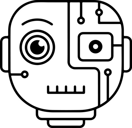 Stylized robot head with circuitry and one eye Vector Image