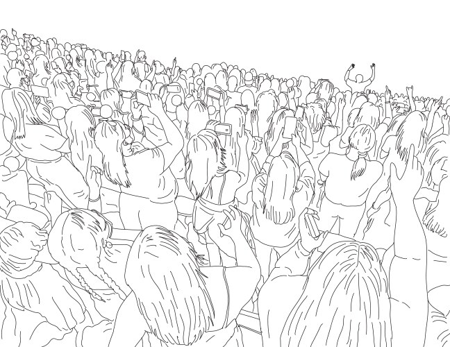 Crowd Concert Line Art Vector Image