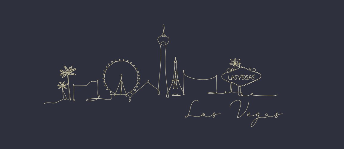 Pen line silhouette las vegas dark blue vector image