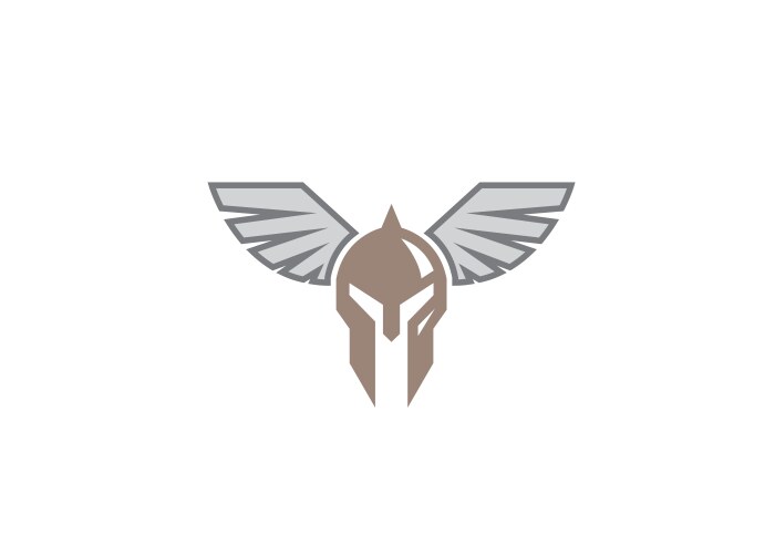 Creative spartan viking helmet wing logo Vector Image