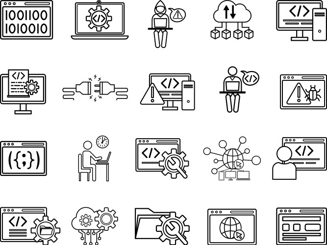 Set of programming and coding icons vector image