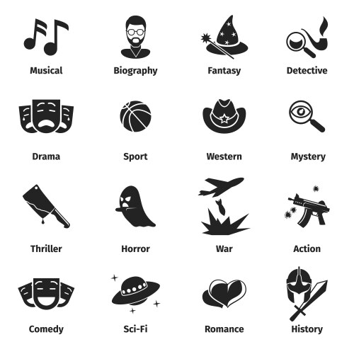 movie genres icons vector