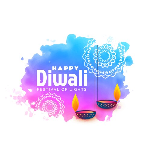 Happy Diwali Watercolor Background Vector Image