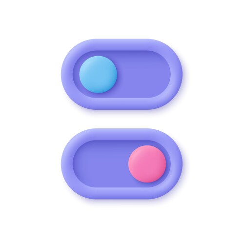 On off toggle switch interface buttons 3d icon vektorbild