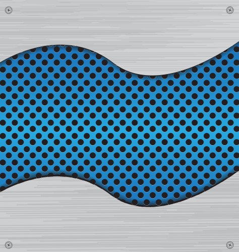 Metal perforated background with blue chrome wave Vector Image