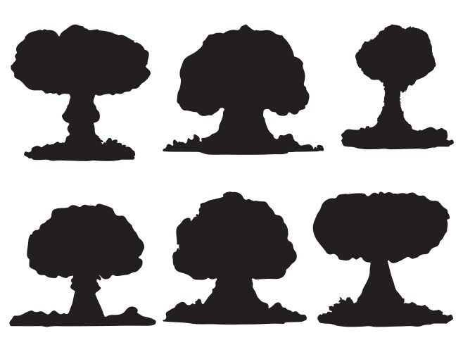Bomb explosion silhouette art Royalty Free Vector Image