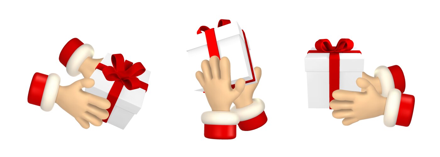 Cartoon character hand with gift boxex 3d render vector image