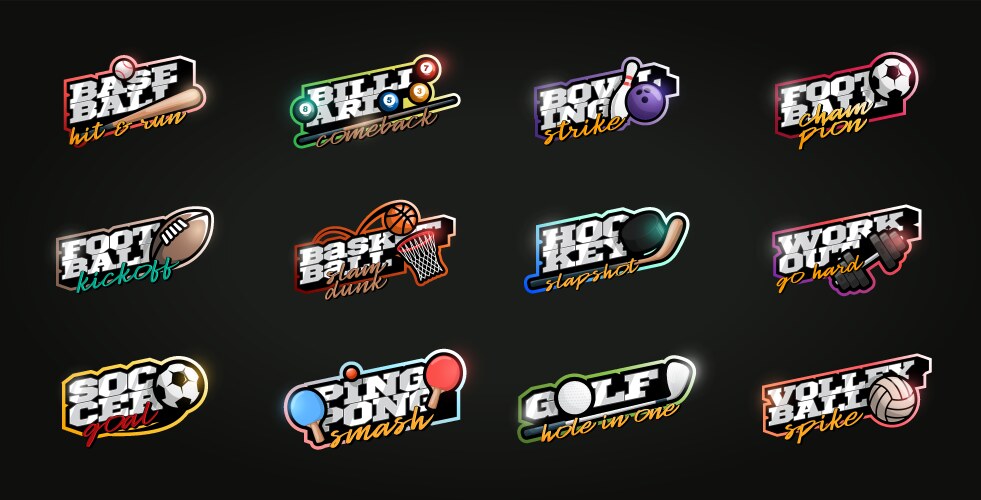 mega sport logotype set modern professional vector