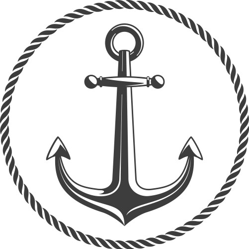 Anchor with circular rope vector image