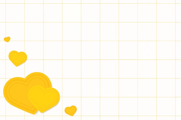 Heart corner border grid yellow background vector image