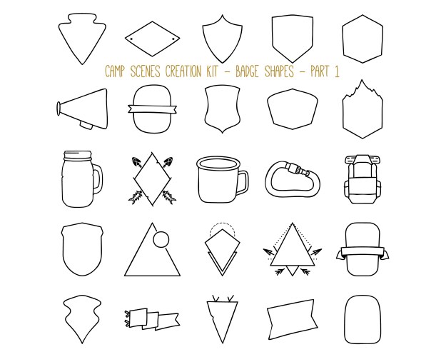 Set outline badge shapes vector image