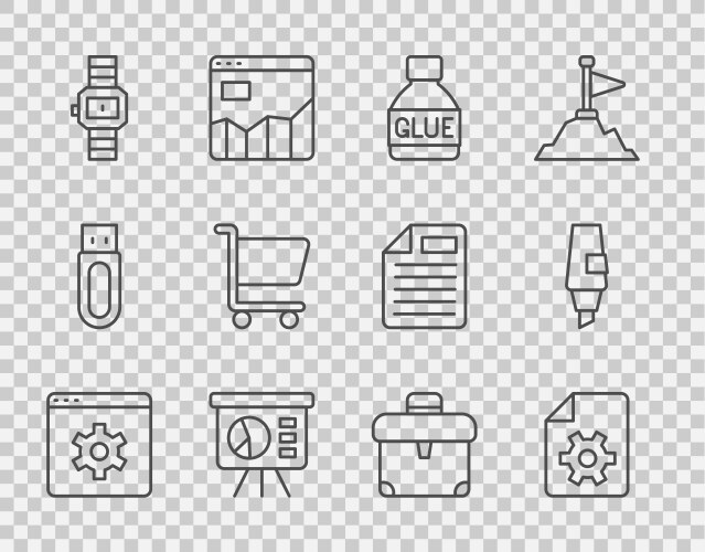 Set line browser setting document settings glue vector image