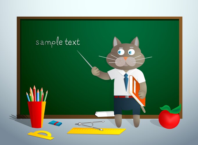 Cute Cartoon Cat at School Vector Image